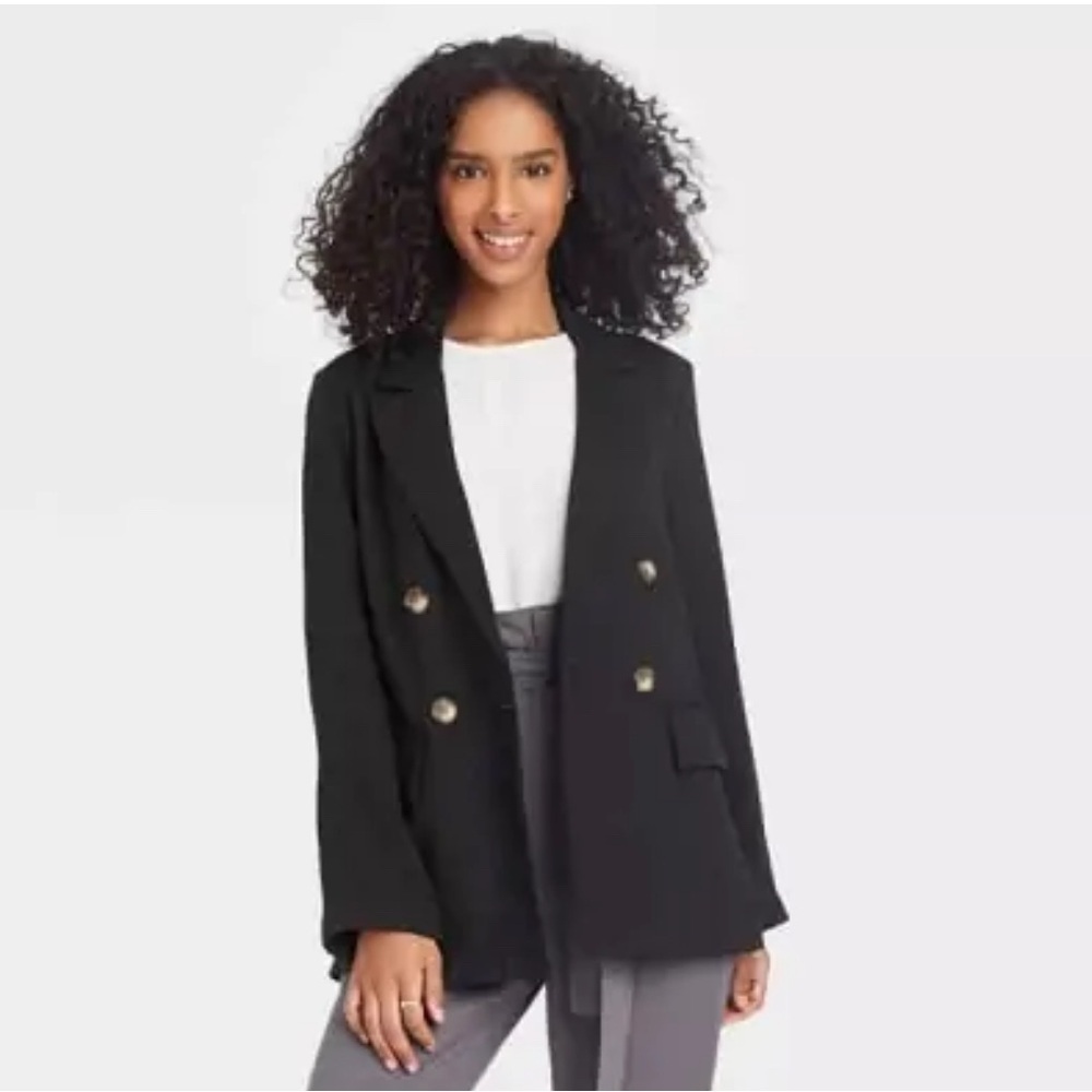 A New Day Womens Double Breasted Blazer Jacket Casual Rayon Nylon Blend. XS